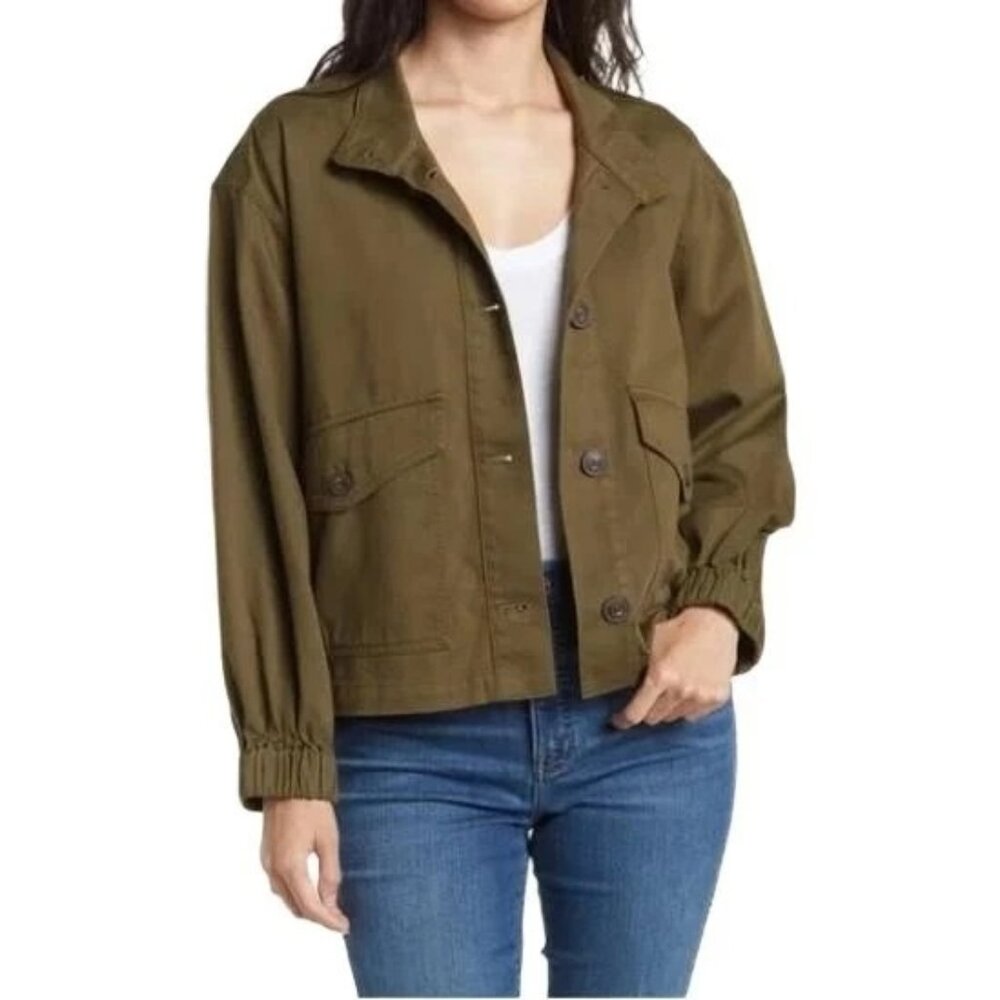 MADEWELL Olive Green Bayview Balloon Sleeve Utility Jacket Sz XS